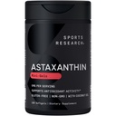 Športne raziskave Trojna moč Astaksantin dodatek (6mg) z organskim kokosovim oljem za antioksidantno aktivnost, podpora za zdravje kože in oči - Non-GMO Verified & Gluten Free - 120 Softgels