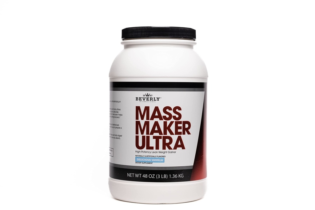 Beverly International Mass Maker Ultra Vanilla, 14 Servings, 3lb. Gradite Lean Mass kot Pro. izolat mlečnih beljakovin, izolat sirotkinih beljakovin + jajce. MCT olje. Čisti ogljikovi hidrati, odličen okus