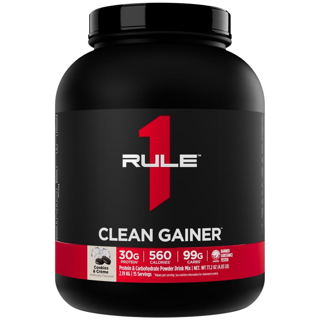 Pravilo 1 Clean Gainer - High-Protein Lean Gain Formula s 560 kalorijami, 30g proteinov s polnim spektrom, več kot 90g ogljikovih hidratov, manj kot 6g maščobe (15 Serving, Piškotki in Crème)