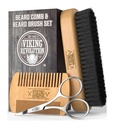 Garnitura vikinških revolucijskih bradljev in bradljev za moške -- naravna krtača za borne ščetine in dvojno ukrepanje Pear Wood Comb w/Velvet potovalna vrečka - Super za brade in brke