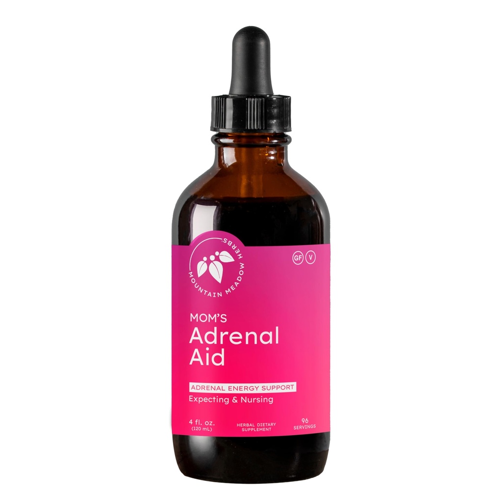 Mountain Meadow Herbs Mam's Adrenal Aid – Liquid Herbal Supplement, naravna adrenalna podpora za ženske, varna za pričakovanja in zdravstvene nege mame, povečuje energijo, zmanjšuje utrujenost in podpira Hormone Balance 4oz