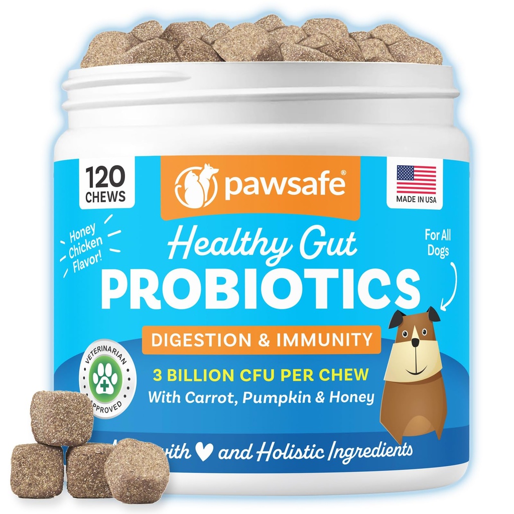Pasji probiotiki, medene piščančje arome, 120 Soft Chews for Digestive & Gut Health, Imunska podpora dopolnilo, Relief plina, Anti-Diarrhea, Pomaga pri alergijah, Upset Stomachs, Yeast in Srbeče kože