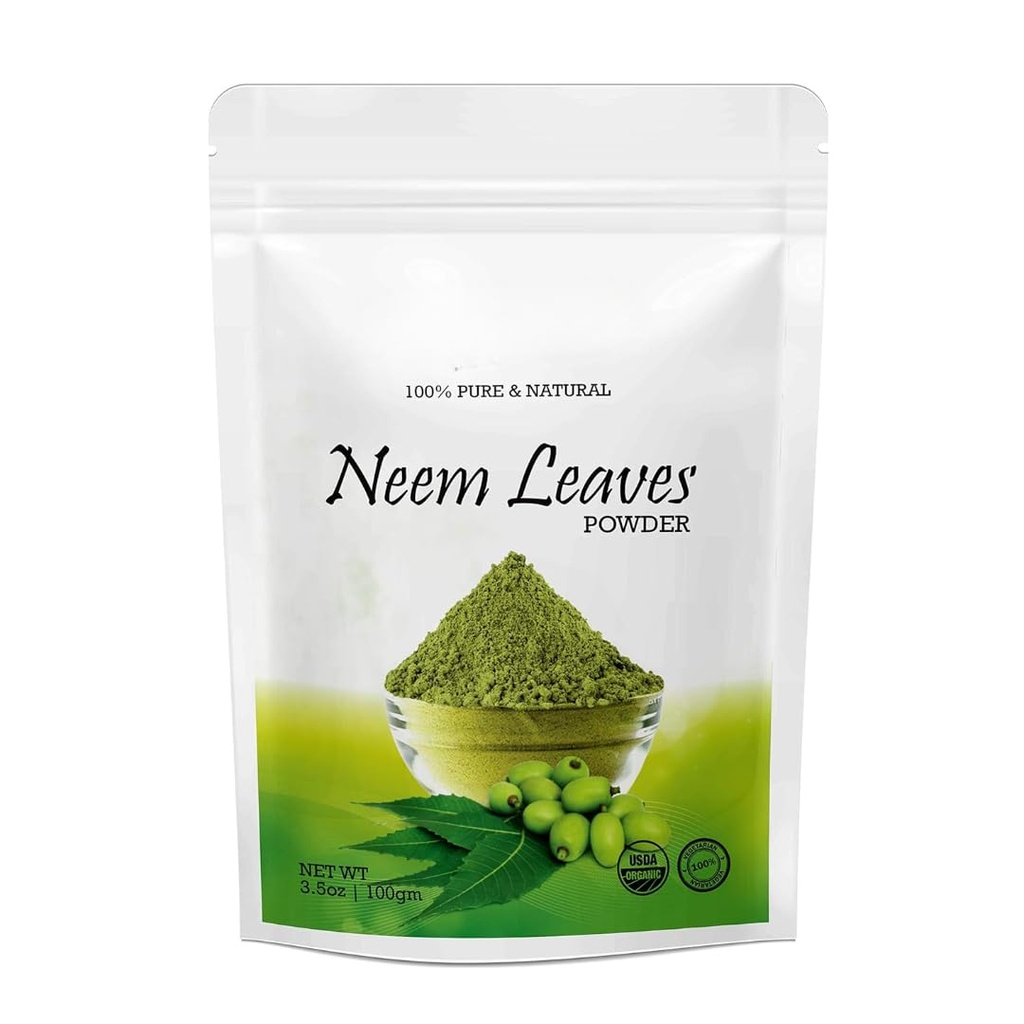 Pure Neem Leaves Powder for Pimple-free Clear Skin, svilnato lase & lase čistilec, (100Gm)