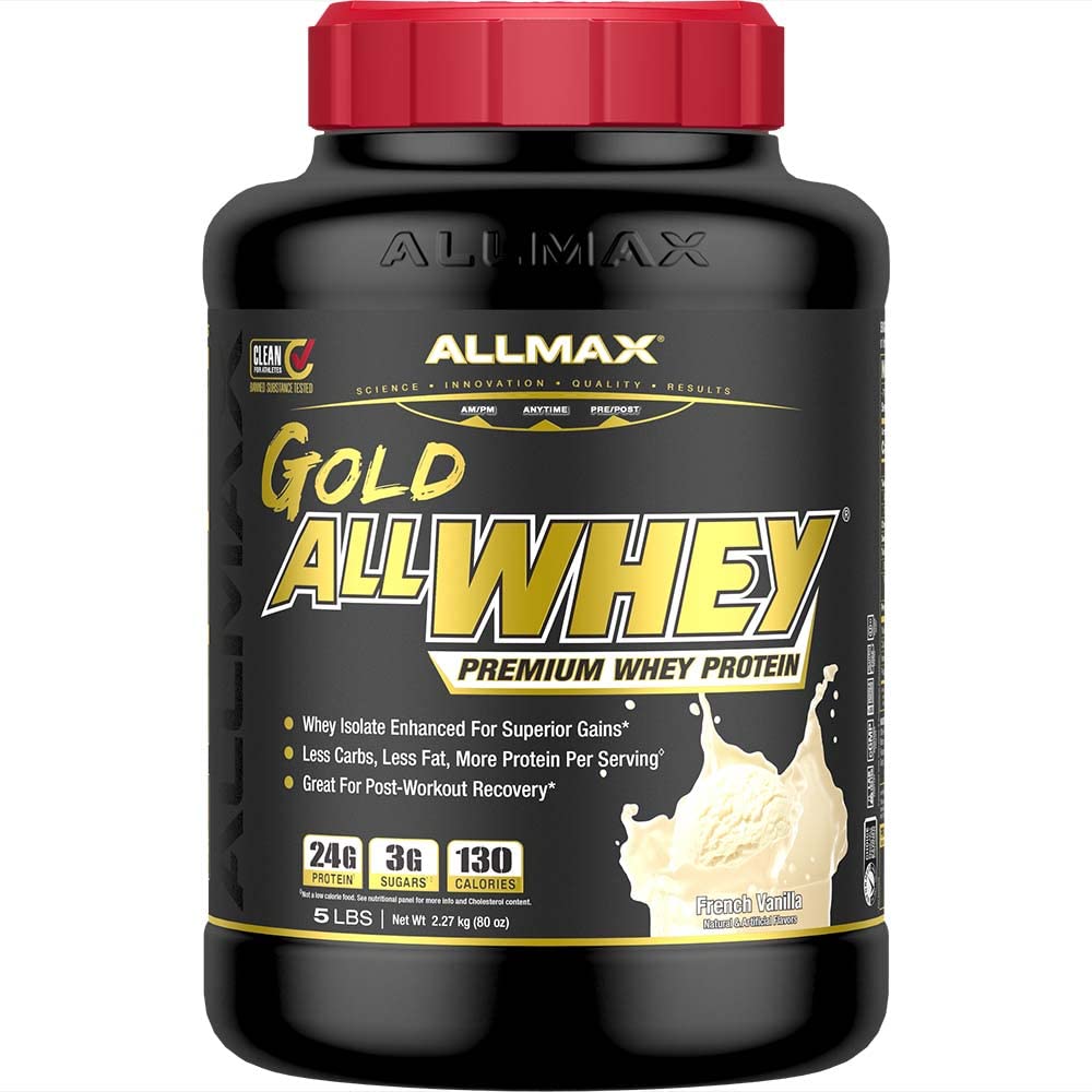 ALLMAX Nutrition Gold ALLWHEY, francoska Vanilla - 5 lb - 24 Grams proteinov na Scoop - Gluten brez, nizko ogljikovih hidratov in nizko sladkor - pribl. 71