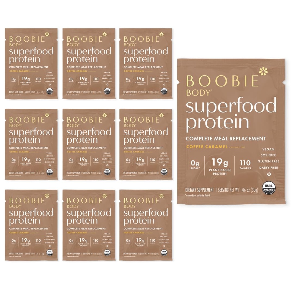 Boobie Body Superfood Protein Meal zamenjava Shake, Coffee Caramel Flavor 