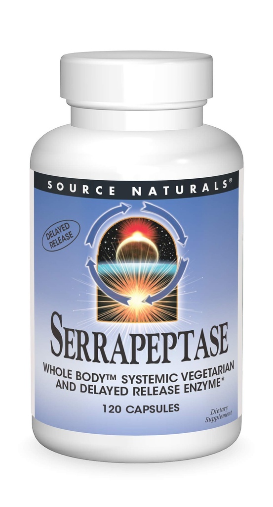 Vir Naturals Serrapeptase - Zapozneli izpust Enzyme - 120 vegetarijanske kapsule