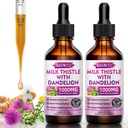 2 Pack Milk Thistle Tekoče kapljice - Jetra čiščenje Detox in popravila - 1000mg Milk Thistle dodatek za podporo jeter, Silymarin Jetra Dopolnilo za zdravje jeter, Vegan, Non-GMO, 4 Fl Oz