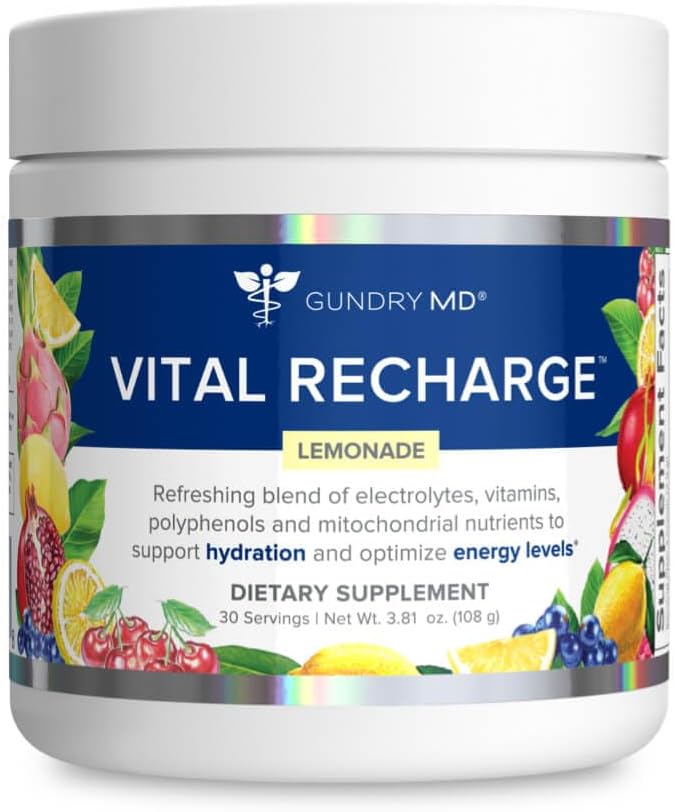 Gundry MD Vital Recharge Supplement Powder - Napredna energijska Formula z elektroliti - Podpira ATP oskrbo - 30 Serving