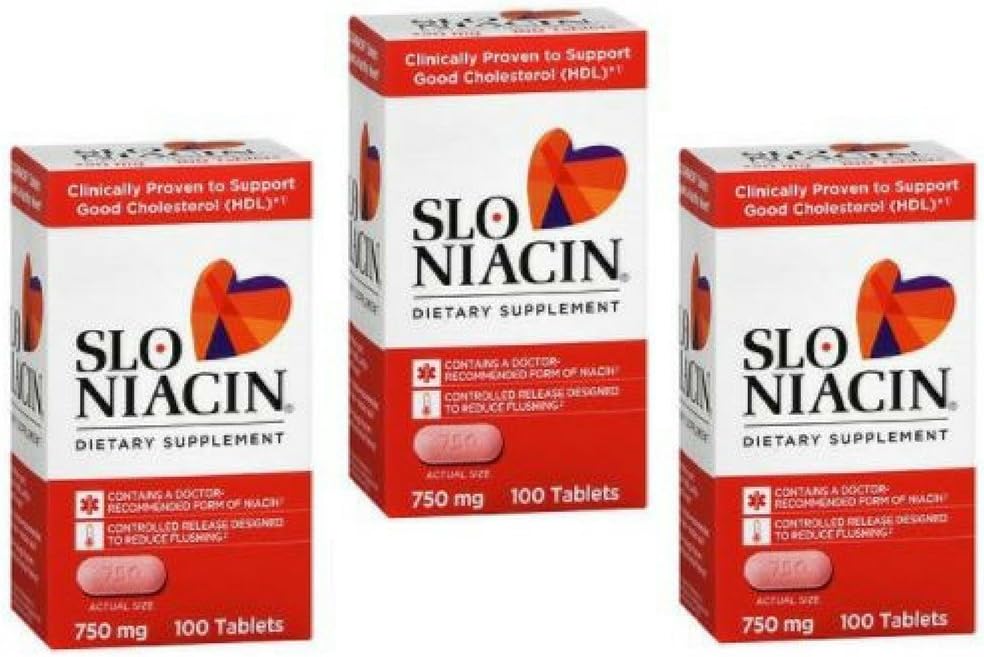 SLO-NIACIN prehranska dopolnila enkrat na dan s 750 mg niacina Vitamin B iz nikotinske kisline za visoko absorpcijo 100 tablet na steklenico 3 pakiranja