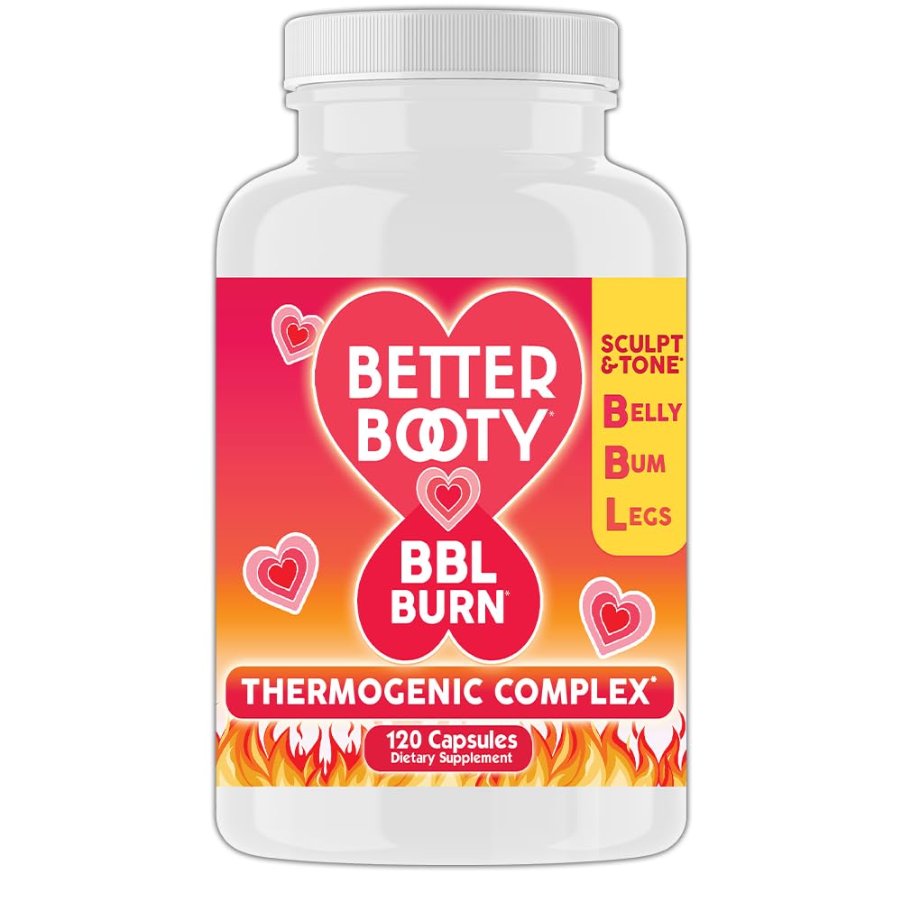 Boljši Booty BBL opeklina Termogene kompleksne kapsule, Tone & Sculpt Belly, Bum + noge w. Garcinia Cambogia, Guarana, Zeleni čaj Ext, ALA, & Cayenne Pepper dodatek (120ct, 60 Servings)