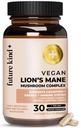 Future Kind Vegan Lev's Mane Gobe Complex - Možganski dodatek s Chaga, Maitake, Shiitake, & Reishi, Podpira spomin in fokus (30ct)