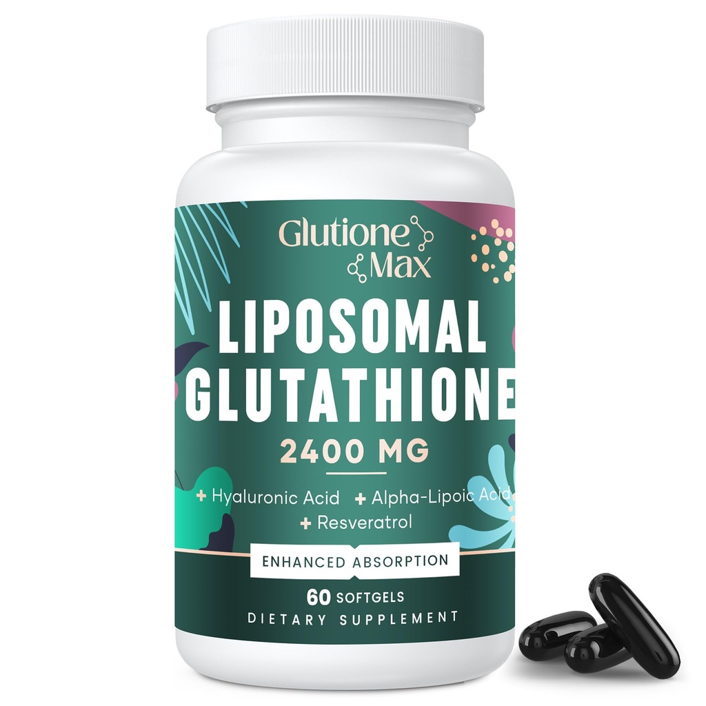 8-v-1 liposomski glutation 2400 MG, visoko Absorpcijski antioksidant Formula – s hialuronsko kislino, alfa-lipojsko kislino, resveratrolom - kožo, jetrno detoks in imunskim sistemom, 60 kapsul