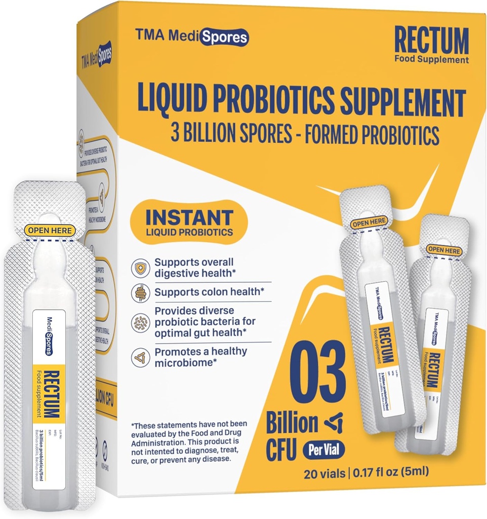 Rectum Na osnovi tal Probiotic Liquid Support Health*: Relief želodca, učinek na napenjanje,Immune & Support Long Trading Digestive Health,Daily pijaca za odrasle/otroke,20 vial (3 milijarde CFUs/viala)