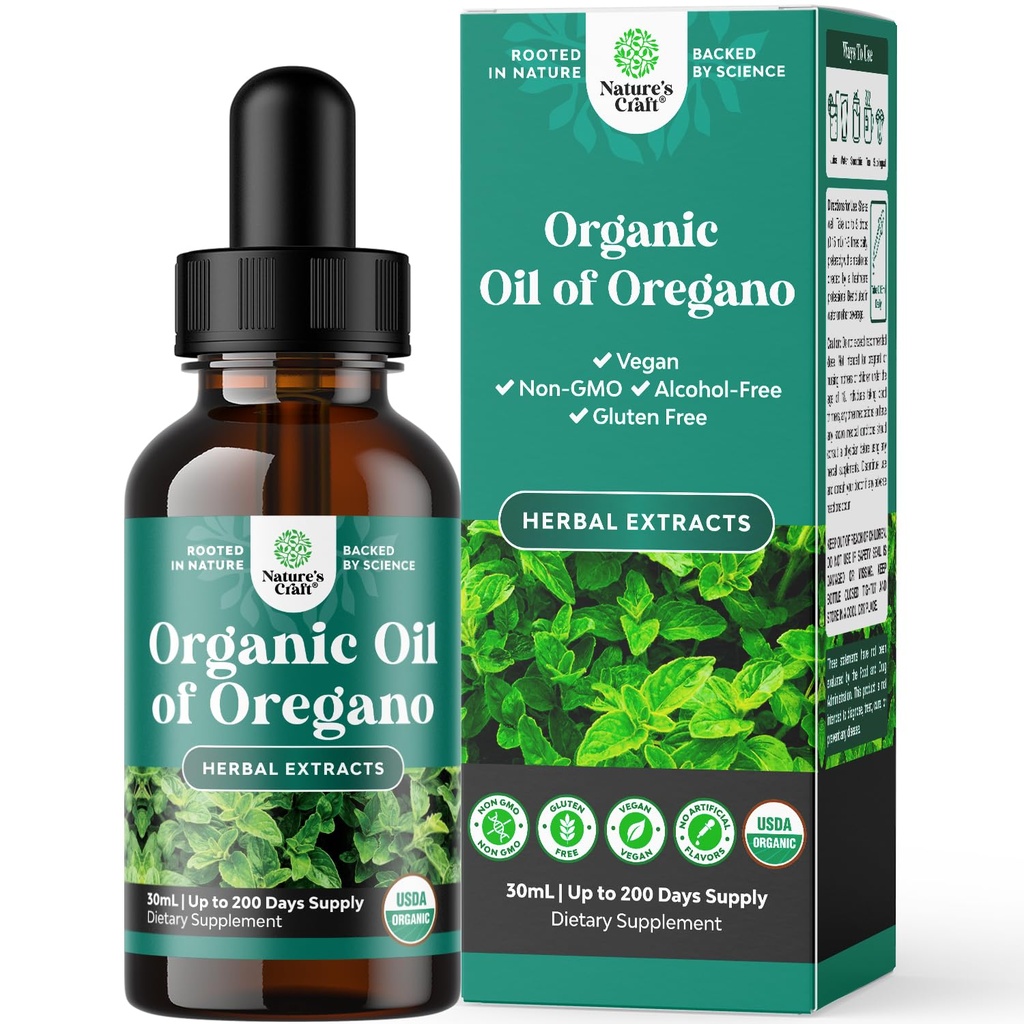 Organske kapljice olja Origano - super koncentrirano tekoče olje Origano s karvakrolom 60% za prebavno in imuno podporo - Tekoči zeliščni ekstrakt Tinktura za imuno moč in zdravo črevesje - 30 ml