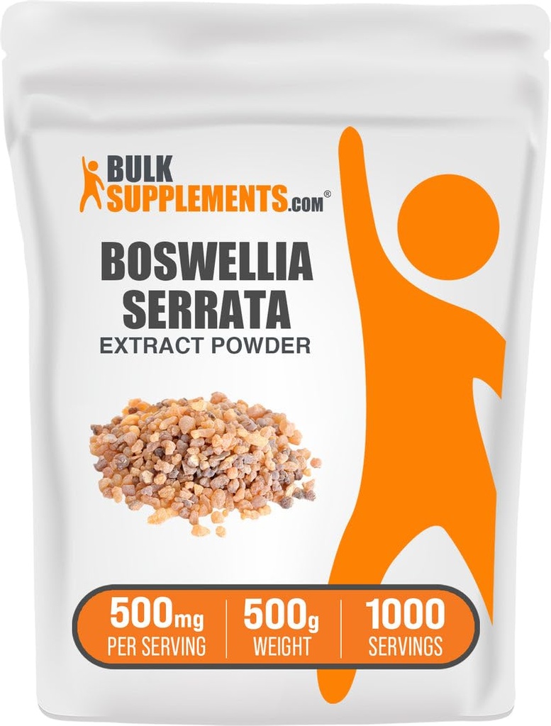 BulkSupplements.com Boswellia Serrata Extract Powder - Boswellia Supplement, iz Frankincense Resin - Vegan & Gluten Free, 500mg na serviranje, 500g (1,1 lbs) (Pack of 1)