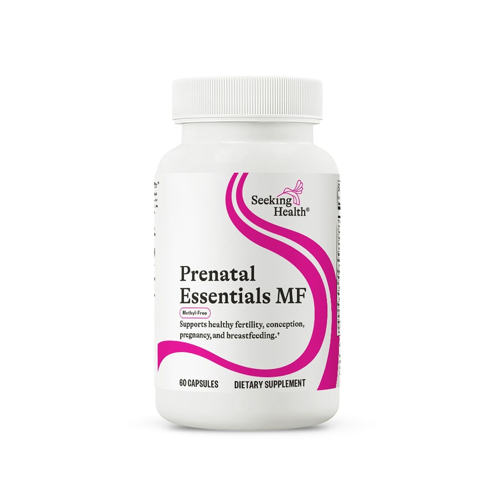 Iskanje zdravja Prednatal Essentials MF - Podpora za razvoj možganov in metilacijo - Metil-free vegetarijanske kapsule s selenom, vitaminom B6, cinkom in vitaminom B12-60 kapsule