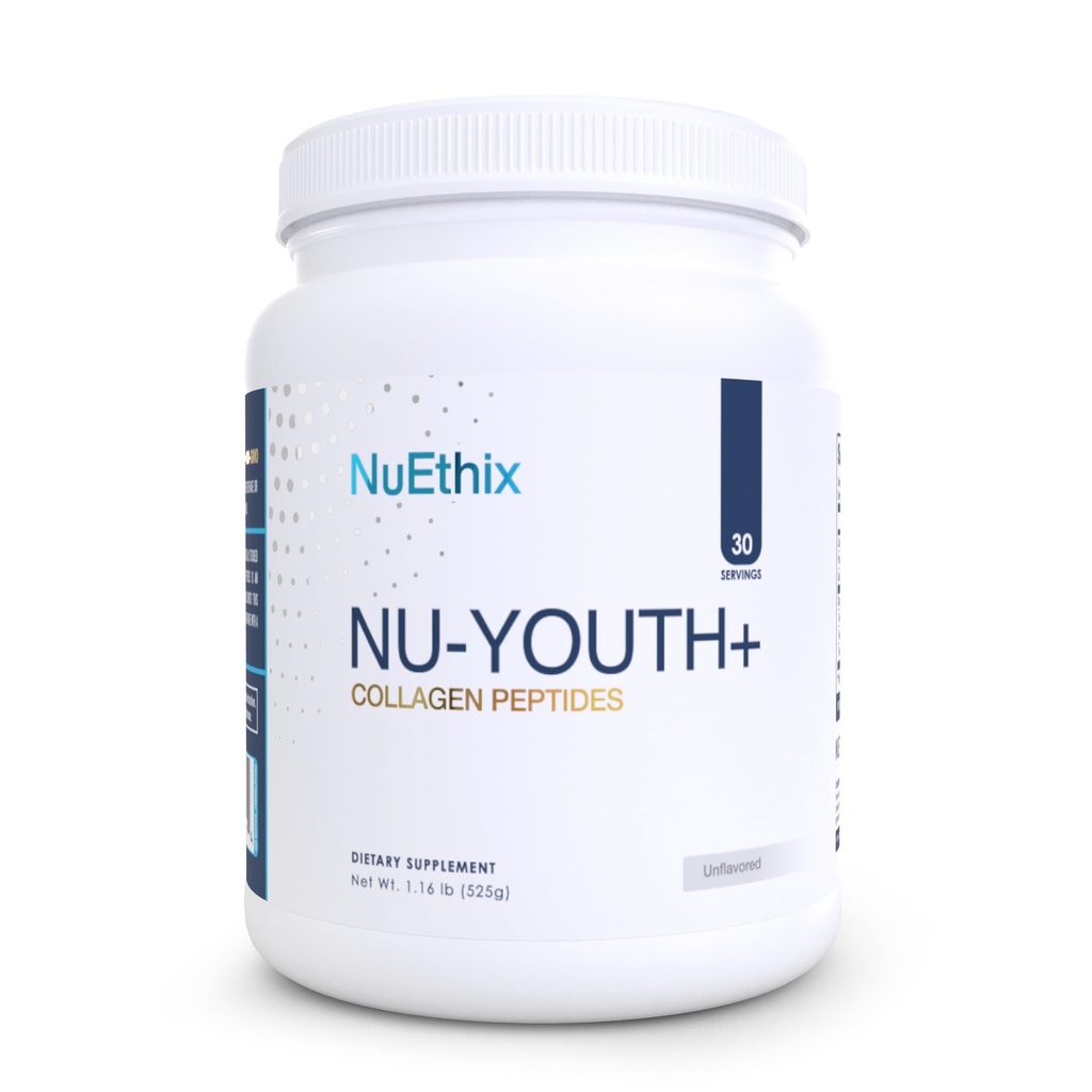 NuEthix Formulations Nu-Youth + Collagen Protein, Kolagen Peptides, Lahko pomaga podporo kosti in sklepov Prehranska dopolnila, 30 Serving