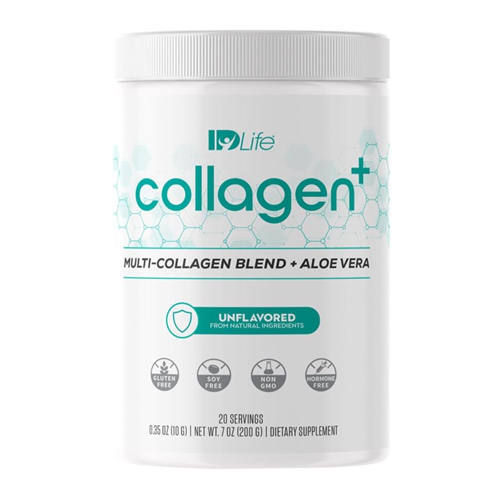 IDLife Colagen+ Powder Drink - Multi-Collagen Mešanica s Fulvic Acid & Aloe Vera - za zdrave lase, kožo, nohte, Joints & Gut - 20 Servings / 200g