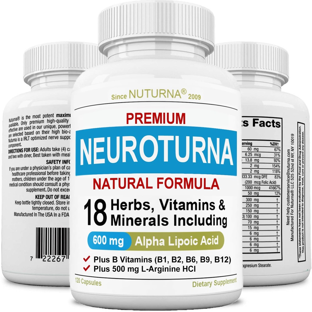 Nevropatija podpora Živčni dodatek s 600 mg Čista Alfa Lipoična kislina - Največja moč Formula, Fortify živcev v prstih, rokah, prstih in nogah - najboljša podpora periferni Relief - 120 kapsul