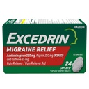 Excedrin Migraine Relief Caplets za simptome migrene, acetataminofen 250mg, Aspirin 250mg, kofein 65mg, bolečina Reliever, 24 Število