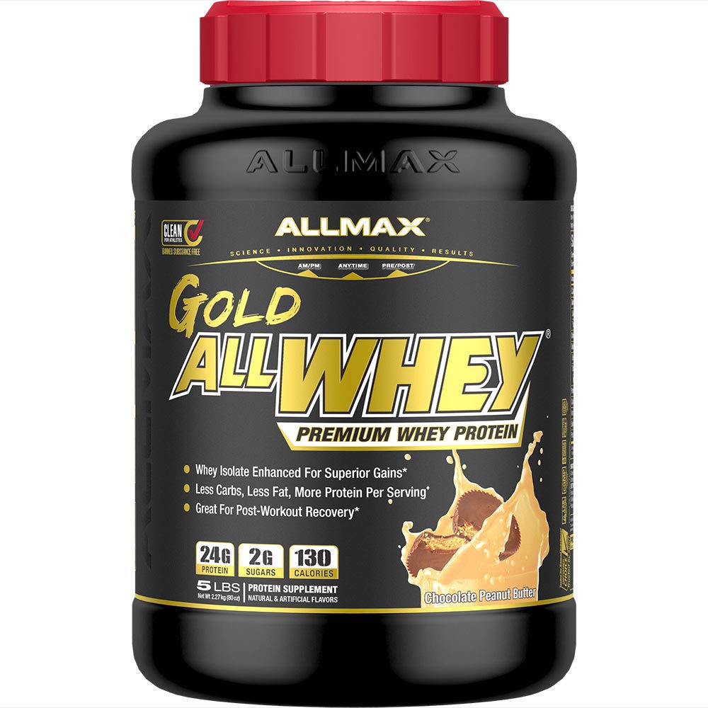 ALLMAX zlato ALLWHEY, čokoladno arašidovo maslo - 5 lb - 24 Gram beljakovin na Scoop - Gluten brez, nizko ogljikovih hidratov in nizko sladkor - pribl. 71