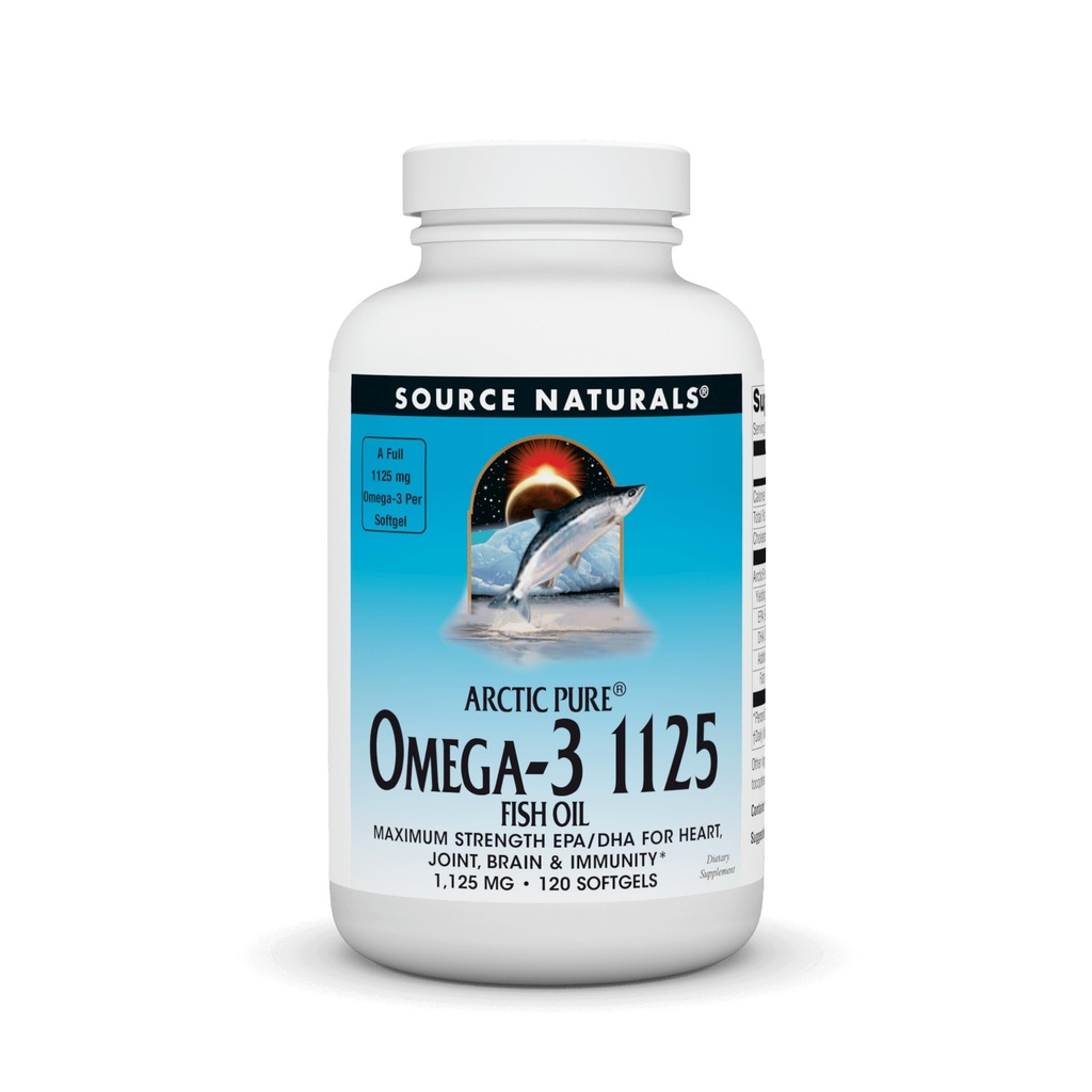 Vir Naturals ArcticPure Omega-3 ribje olje 1125mg Ultra Potentity Največja moč EPA + DHA za srce, Joint, Brain & Immune Health - 120 Softgels