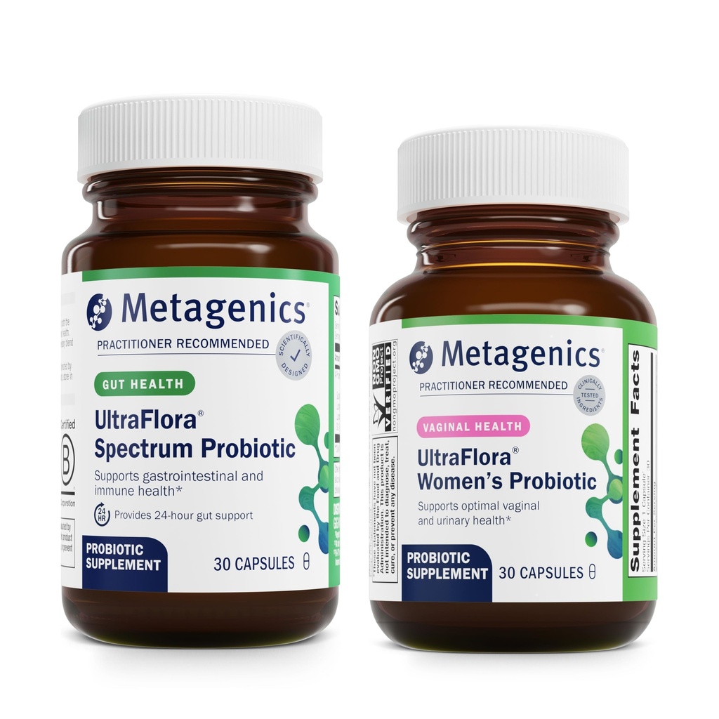 Metagenics Bundle - UltraFlora Spectrum (30 Count) & UltraFlora Women's (30 Count) - for Digestive, Immune Health & Vaginal Health