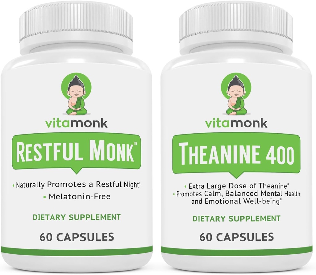 VitaMonk spalna mešanica in L-teanin: Melatonin brezplačno spanje in sprostitev paket