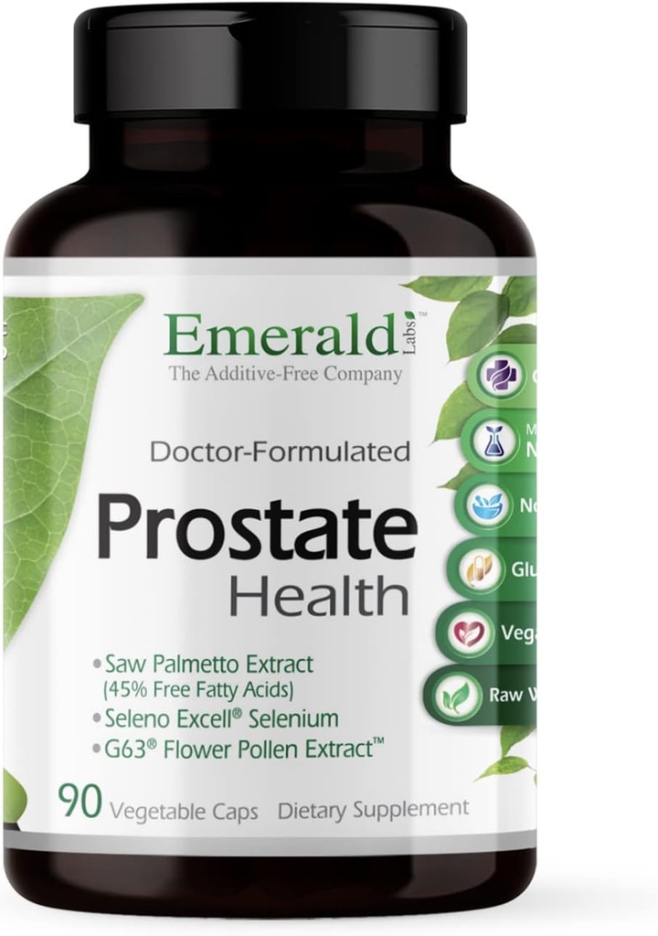 EMERALD LABS Prostate Health - Podpora prostate dodatek z žago Palmetto, Lycopen, Stinging Nettle & More* - Vegan & Gluten-free - 90 Zelenjavne kapsule (30-dnevna oskrba)