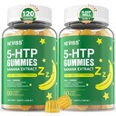 5-HTP Gumiji + GABA - Melatonin Free - Relaksacija Gumiji z izvlečkom banane, L-teanin, L-Triptofan, vitamin D3 za zdravi počitek cikel & cirkadianski ritem, delovanje možganov in mišična sprostitev, pakiranje po 2