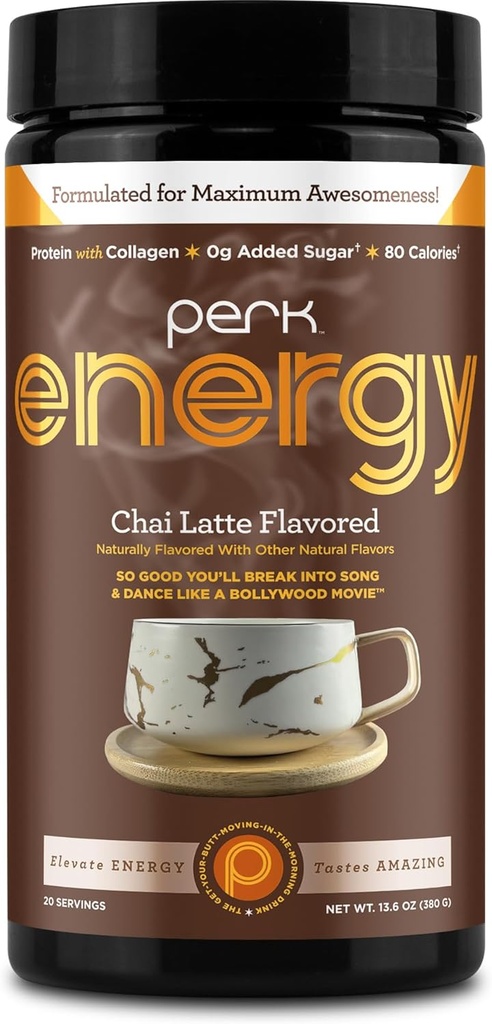 Perk Energy Original Chai Latte Aromatizirana pijača v prahu (20 obrokov) - Gluten brez arašidov