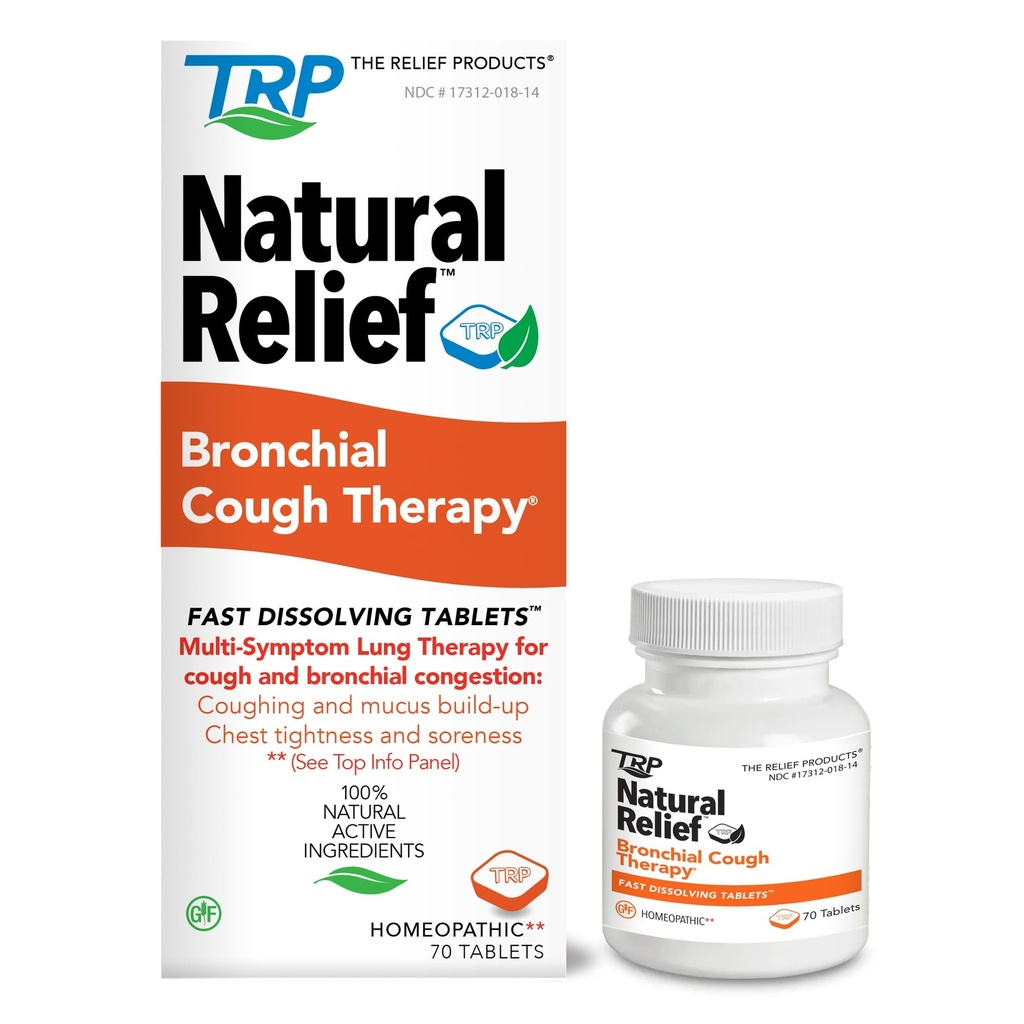 Relief izdelki Bronchial Cough terapija hitro raztapljanje tablete - 100% naravne aktivne sestavine - 70 Število