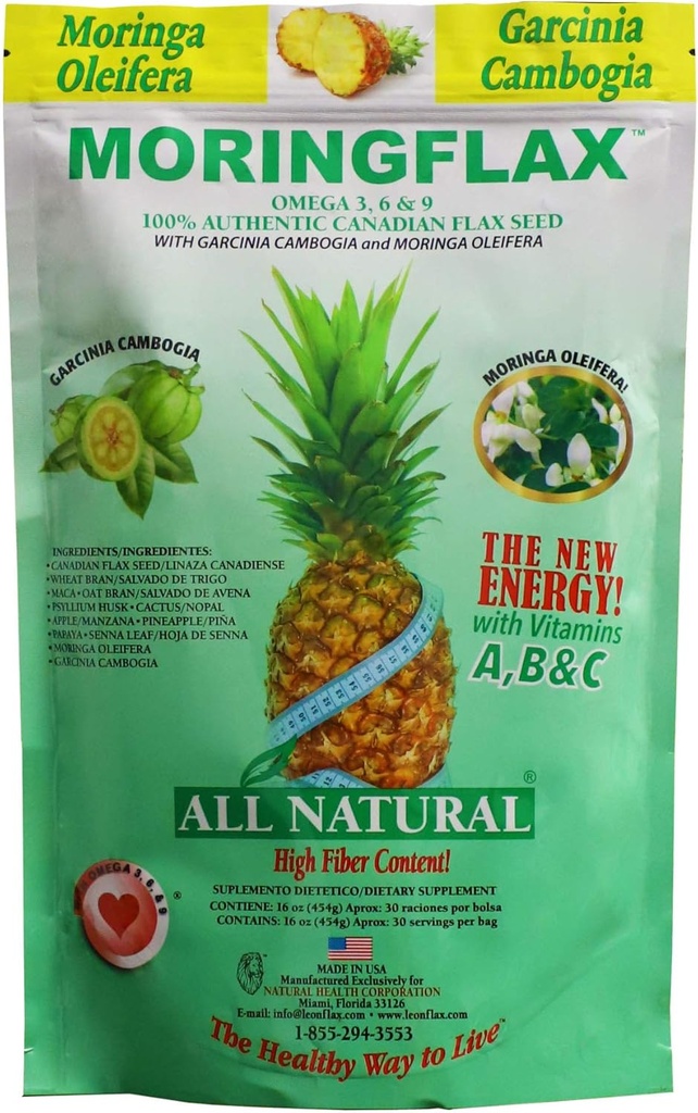 Bag Formula 100 Naravna kanadska laneno seme z Garcinia Cambogia in Moringa Oleifera Bag, Tan, 16 Ounce
