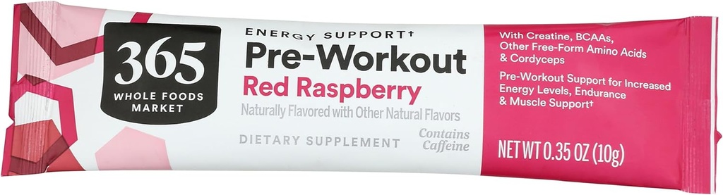365 s celotno živil trg, Red Raspberry Preworkout paket, 0.35 Ounce