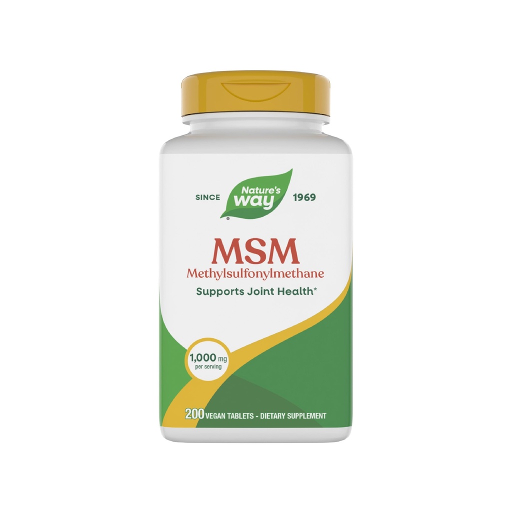 Nature's Way MSM 1000 mg - Skupni zdravstveni dodatek* - z metilsulfonilmetan - Gluten-free & Vegan - 200 Tablete