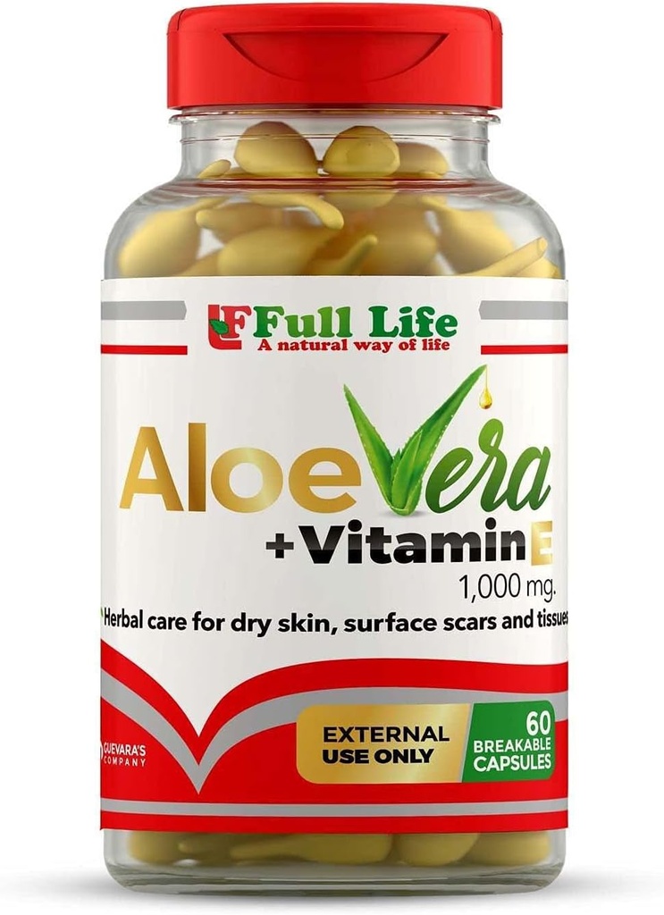 Polno življenje Aloe Vera + vitamin E, 60 Breakable kapsule - vlažilna, anti-aging - zdrava nega kože