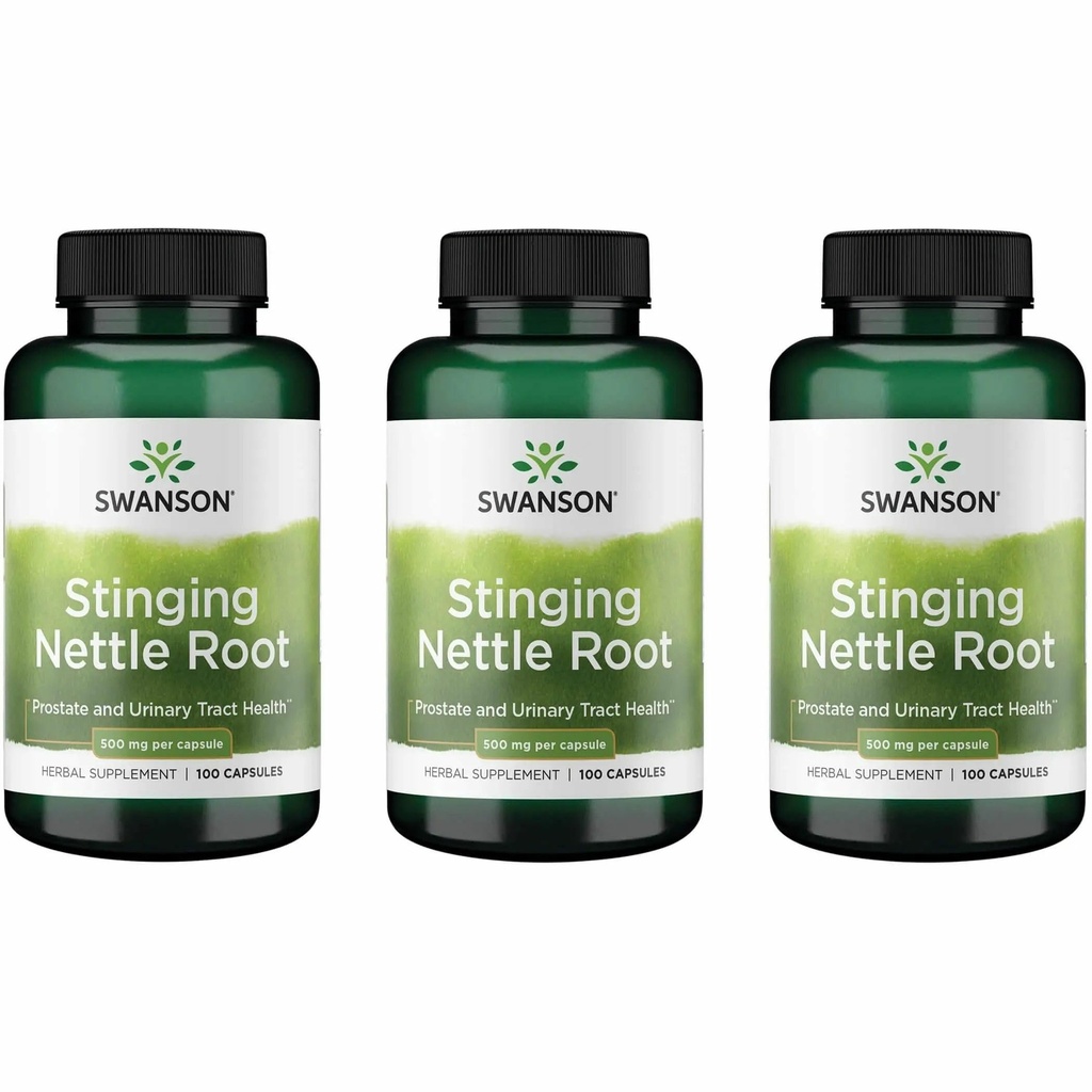 Swanson Stinging Nettle Root (Urtica Dioica) - zeliščni dodatek - (100 kapsul, 500 mg) (3 pakiranja)