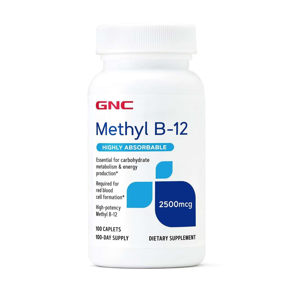 GNC Metil B12 2500mcg dodatek, Bistveno za presnovo ogljikovih hidratov in proizvodnjo energije, 100 Serving