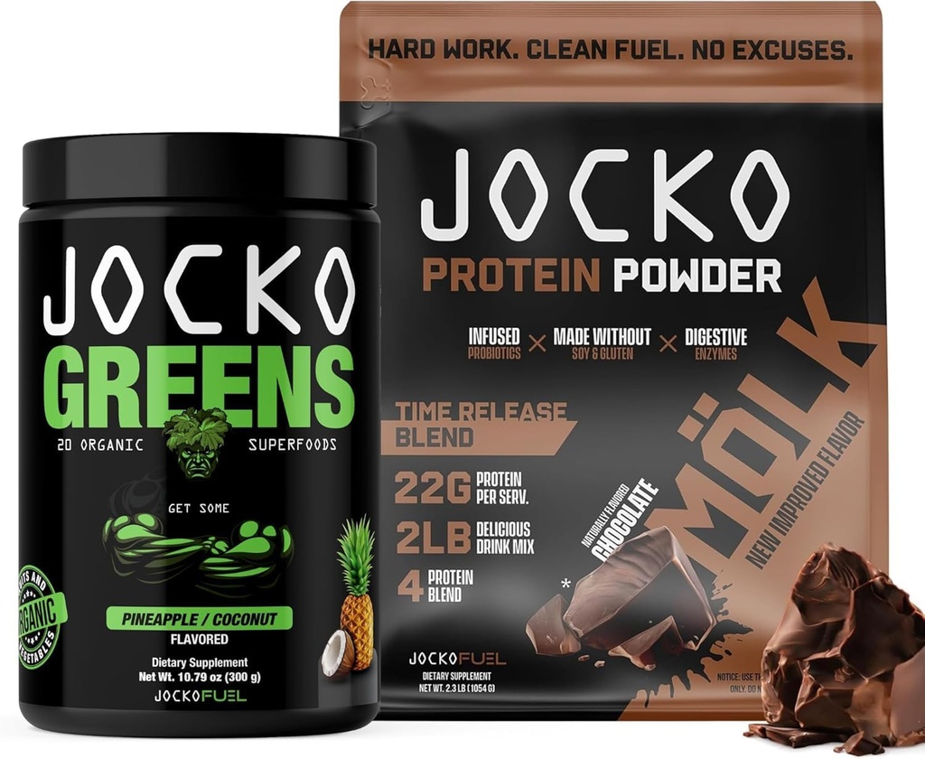 Jocko Fuel 2 paket - Jocko Greens prašek + čokolada Mölk Protein Powder