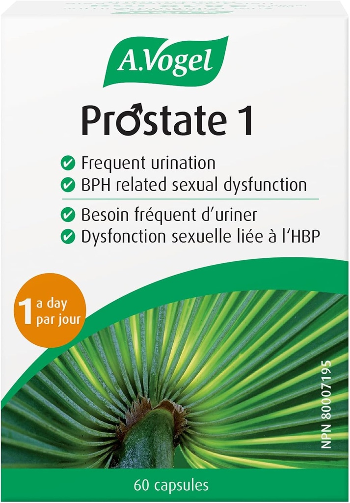 A. Vogel prostate 1 - Ekološka žaga Palmetto Podpora prostate - 85 Odstotek maščobnih kislin - klinično dokazano učinkovitost (60 kapsul)