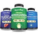 Nutrivein Premium TUDCA, Berberine dopolnila, in Ashwagandha dopolnila paket: High-Absorption Berberine Complex, Izvleček korenine Ashwagandha, & TUDCA za detox, Vitalnost in dobro počutje