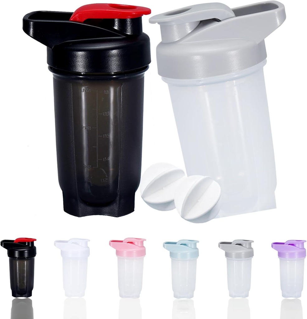 Shaker Steklenička Protein Shakes Cup in 10-ounce/300ML ShakerBottle z whisk kroglice, Beljakovinski ShakerBottles Set,Non-BPA plastika (črna + Grey(2PCS))