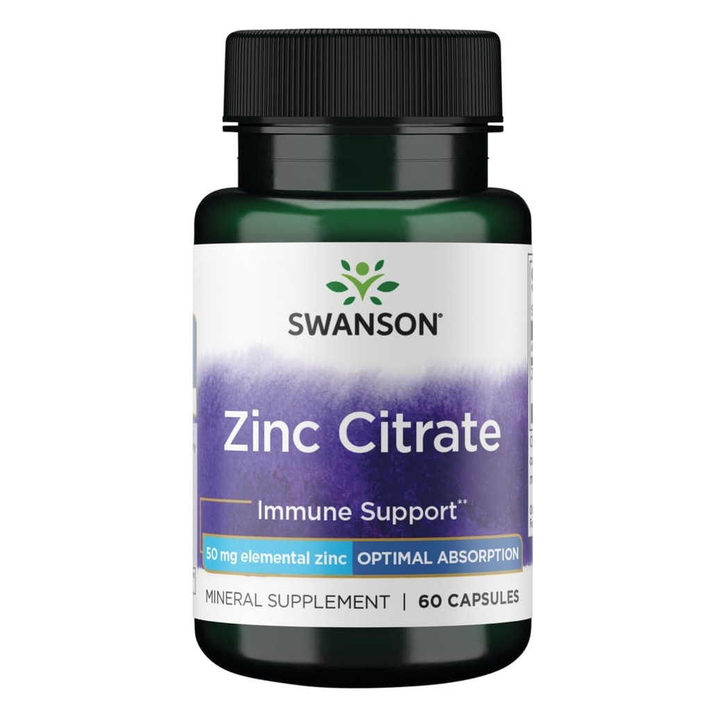 Swanson Cinkov citrat - Mineral Supplement Promocija zdravega vida & imunskega sistema zdravje - naravna formula, ki podpira splošno Wellness - (60 kapsul, 50mg vsak)