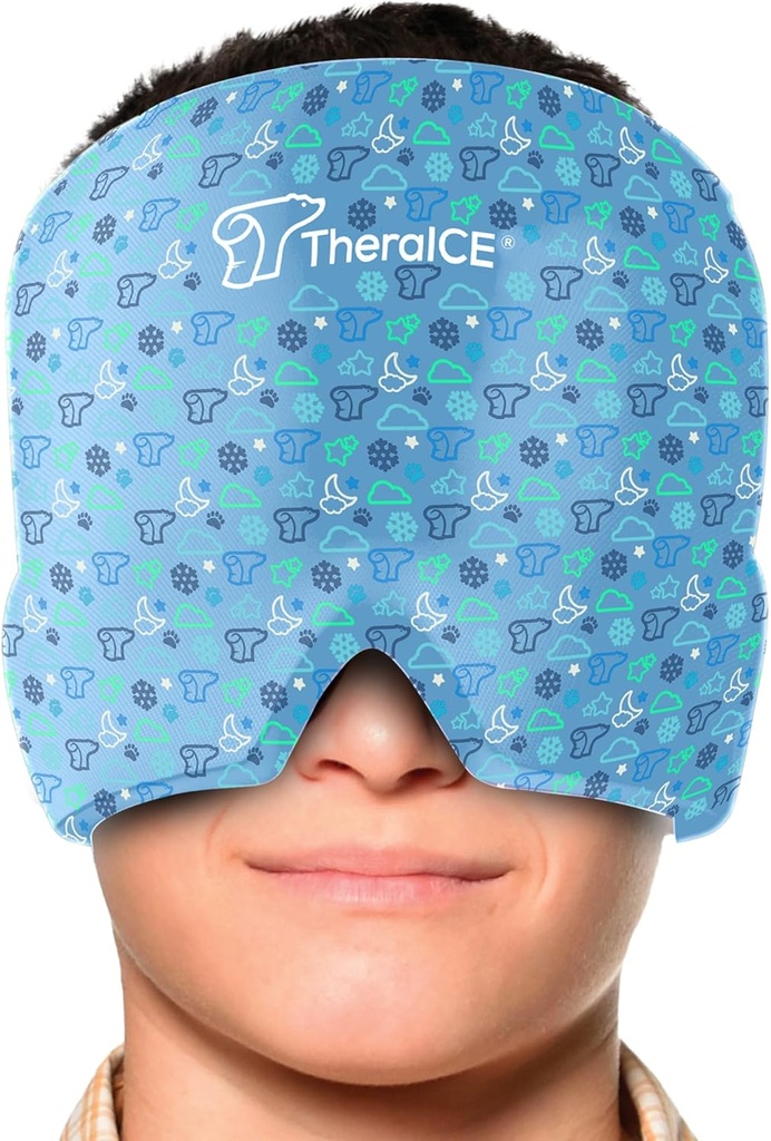 TheraICE Migraine Relief Cap Junior, Pomirjujoče glavobol Boo Boo Ledeni paket Maska Izdelki, Hladilni Gel Hat JR, Obraz Hladno kompresijski glavo Ovoj za Bumps, Bruises in temperature hlajenja