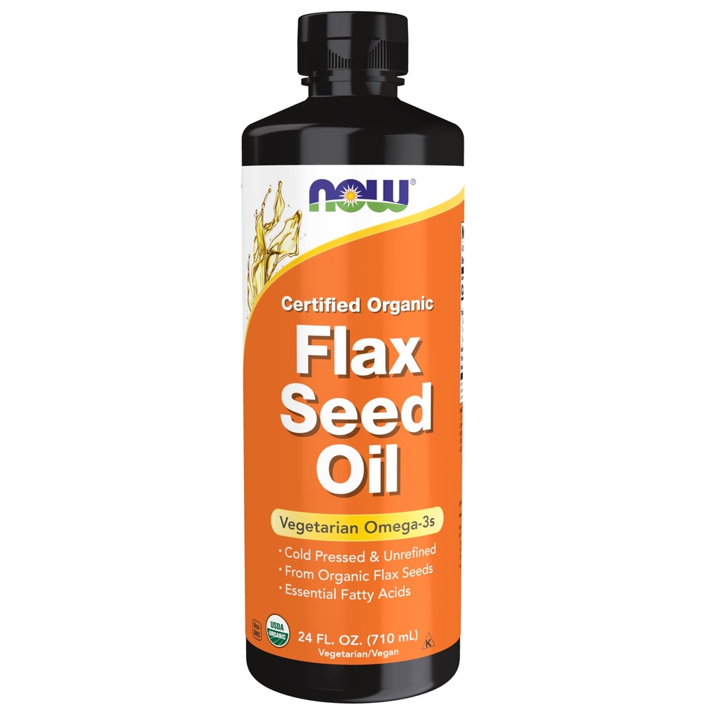 NOW Foods Supplements, Certified Organic Laneno olje tekoče, hladno in neprečiščeno, 24-ounce