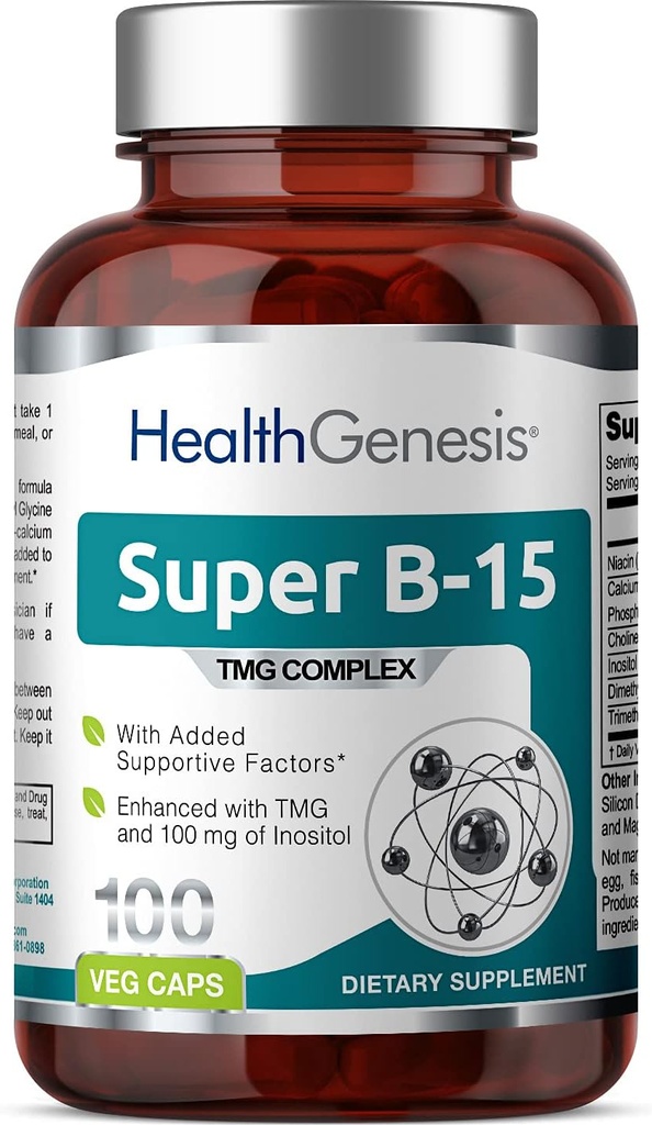 Super B-15 100 Vcaps - Niacin kalcijev holin inozitol DMG TMG - Podpira zdrave ravni kisika energije