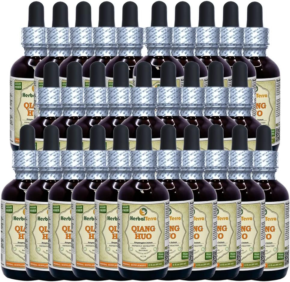 Qiang Huo, Notopterygium (Notopterygium Incisum) Tinktura, posušen korenski tekoči ekstrakt (Brand Name: HerbalTerra, Proudly Made in USA) 30x2 fl.oz (30x60 ml)