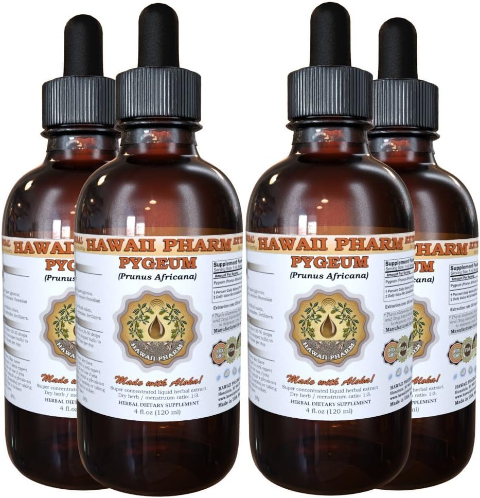 Havaji Pharm Рygeum Liquid Extract, Рygeum (Рygeum Africanum) Tinktura, Zeliščni dodatek, Made in USA, 4x4 fl.oz