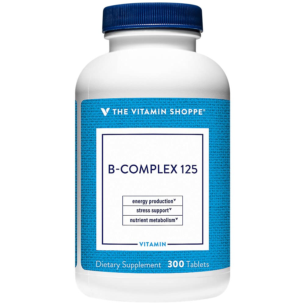 The Vitamin Shoppe B- Complex 125 – Podpira proizvodnjo energije, delovanje živčnega sistema in presnovo hranil – odličen vir B1, B2, B6, B12, Niacin, folna kislina in biotin (300 tablet)