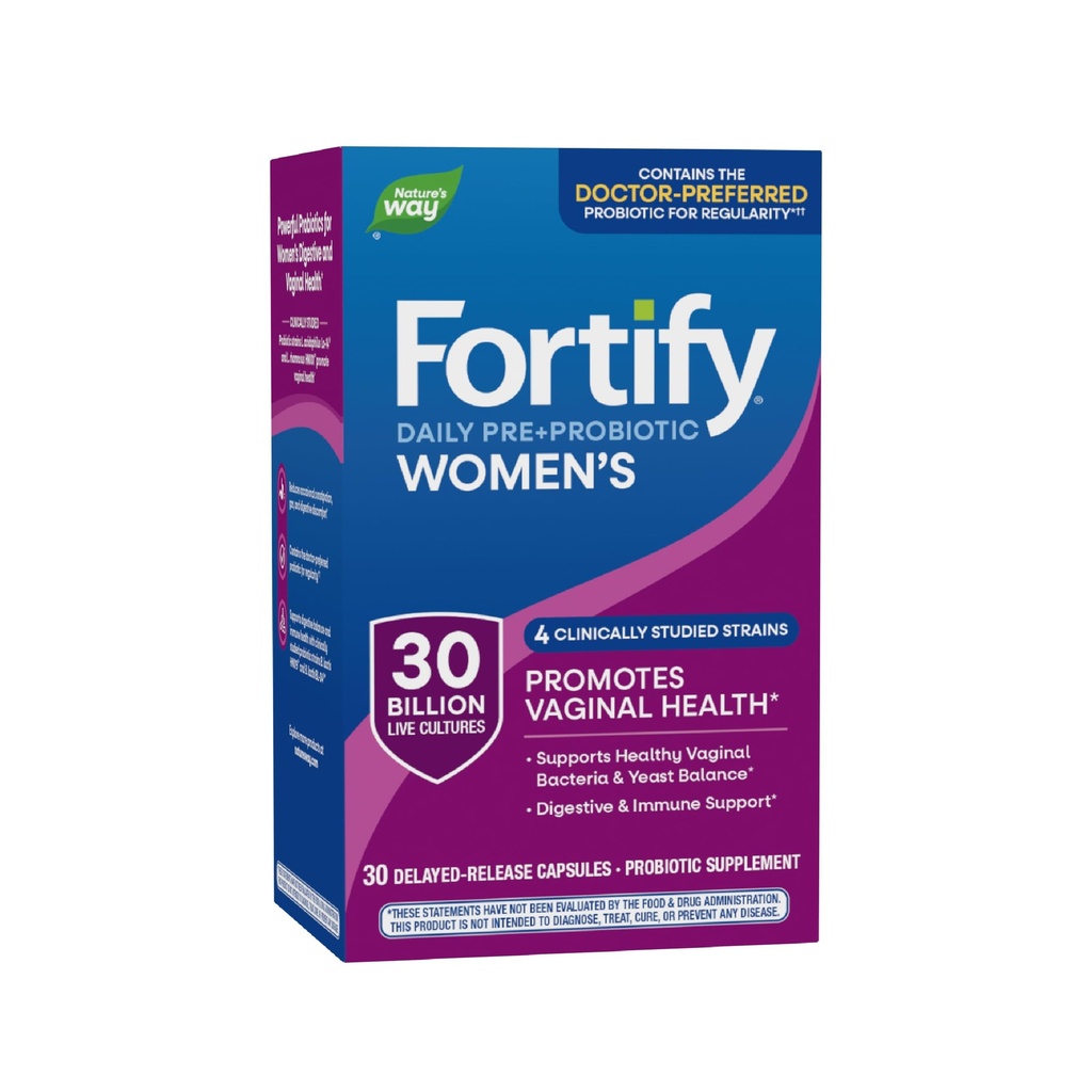 Narava pot Fortify ženski probiotik 30 milijard CFU, Daily Multi-Strain Probiotic za digestivno, vaginalno in imuno podporo*, Enkrat dan kapsule, Ni zahtevano hlajenje, 30 kapsul